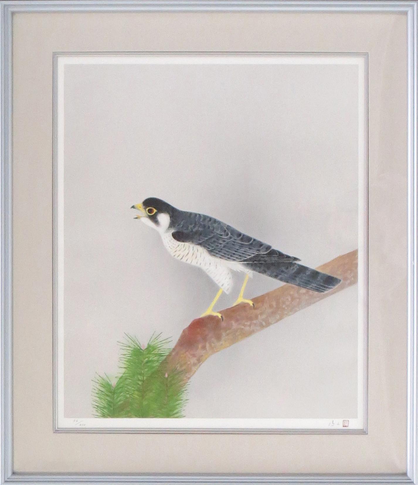 日本画家である上村淳之の作品「春禽（しゅんきん）」のリトグラフ