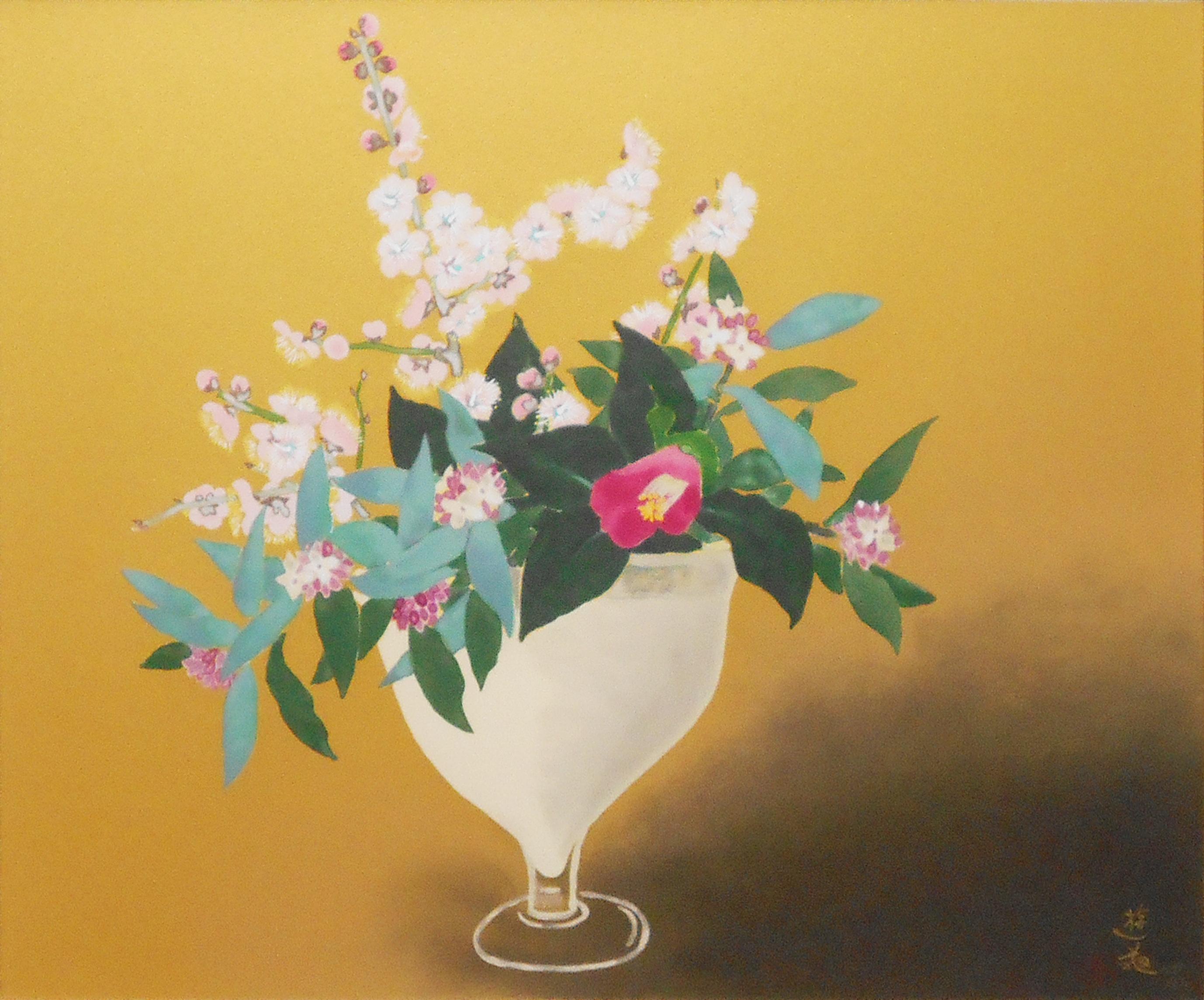 小倉遊亀リトグラフ「うす霜」 限定150部 紅白梅図