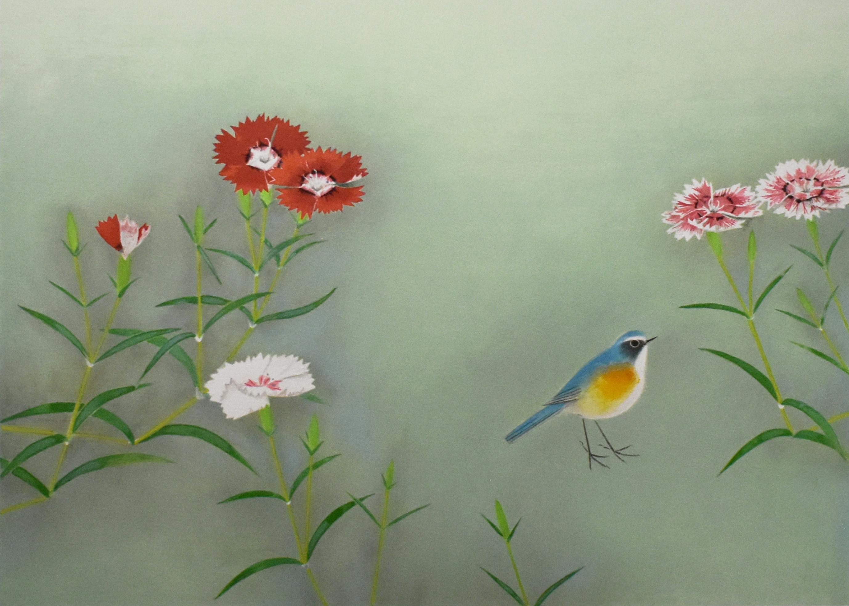 日本画巨匠☆上村松篁【樹下幽禽】傑作複製限定絵画 日本画巨匠☆上