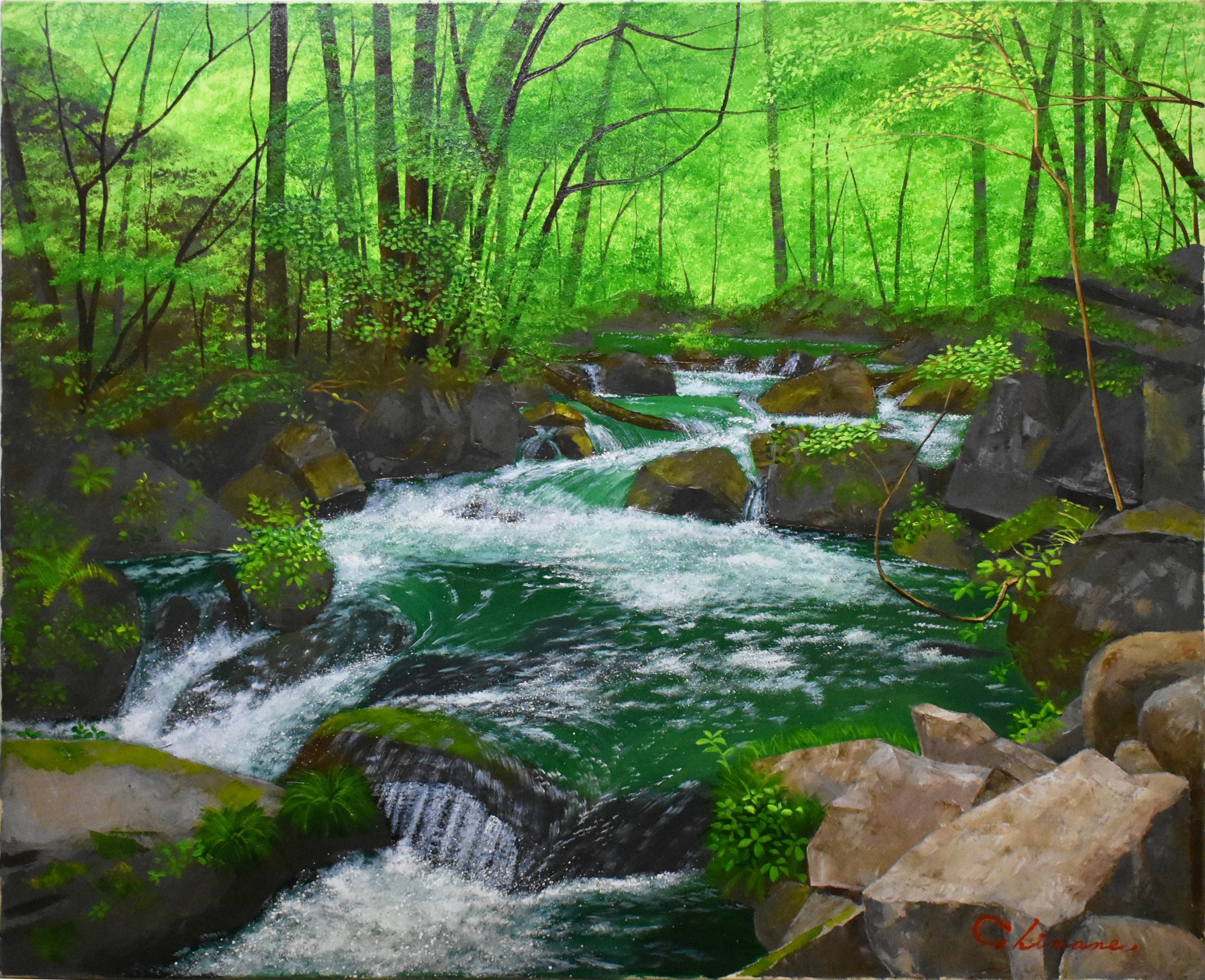 森の絵画「葉陰の清流」 森の絵画「葉陰の清流」 Nihonga Kaigakyousitu