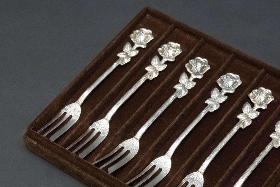 ANTICO】 ヒルデスハイムローズ ケーキフォーク 6本【純銀】 12cm