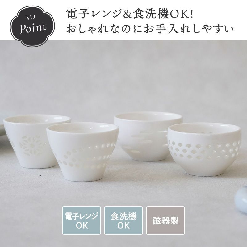 明治期 京都陶器會社作 白磁 細工彫り『花文』透かし彫 鉢 深鉢 飾り鉢