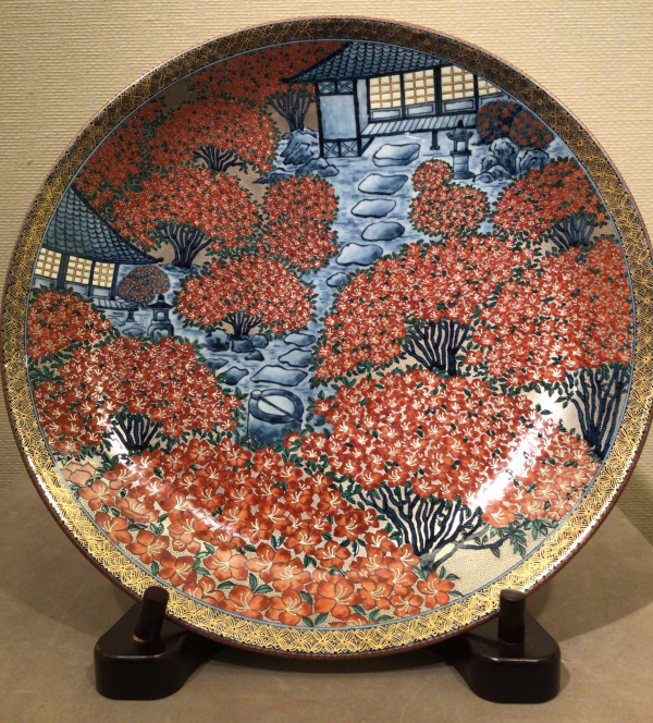 玄輝陶房有田焼 名匠村上玄輝作孔雀絵花瓶壷オブジェ