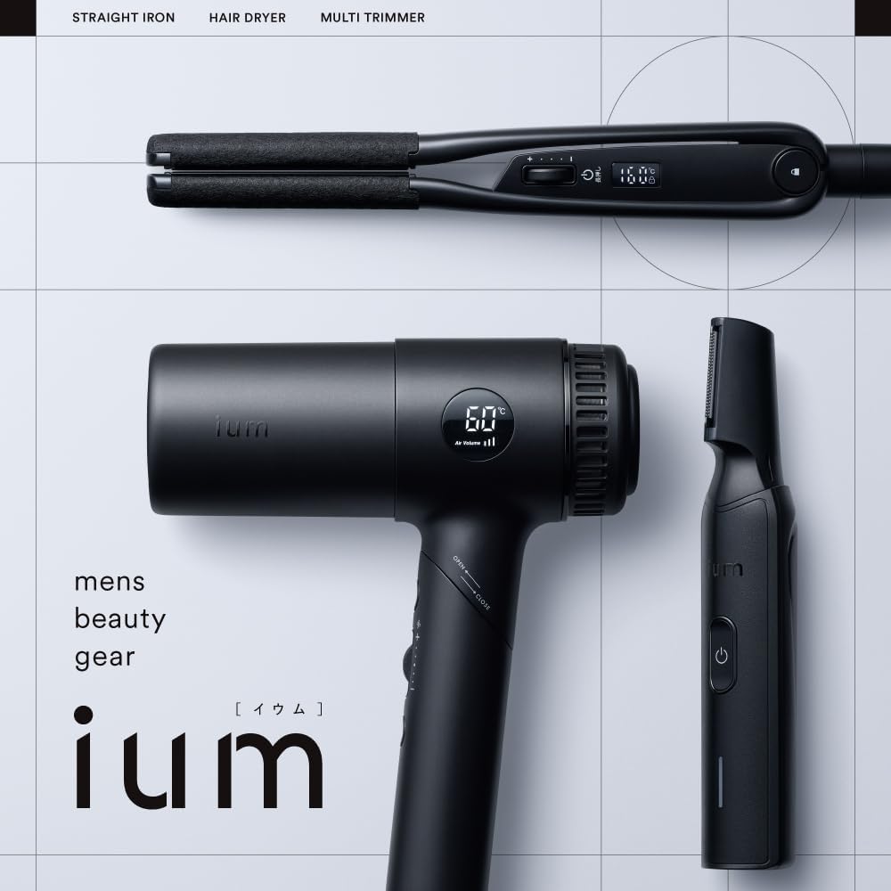 ium ヘアドライヤー 温度調整機能付き ium ヘアアイロンセット Amazon