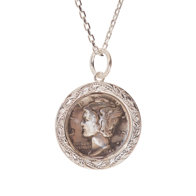 ハワイアンジュエリー/Silver925/マーキュリーダイム回転ペンダント