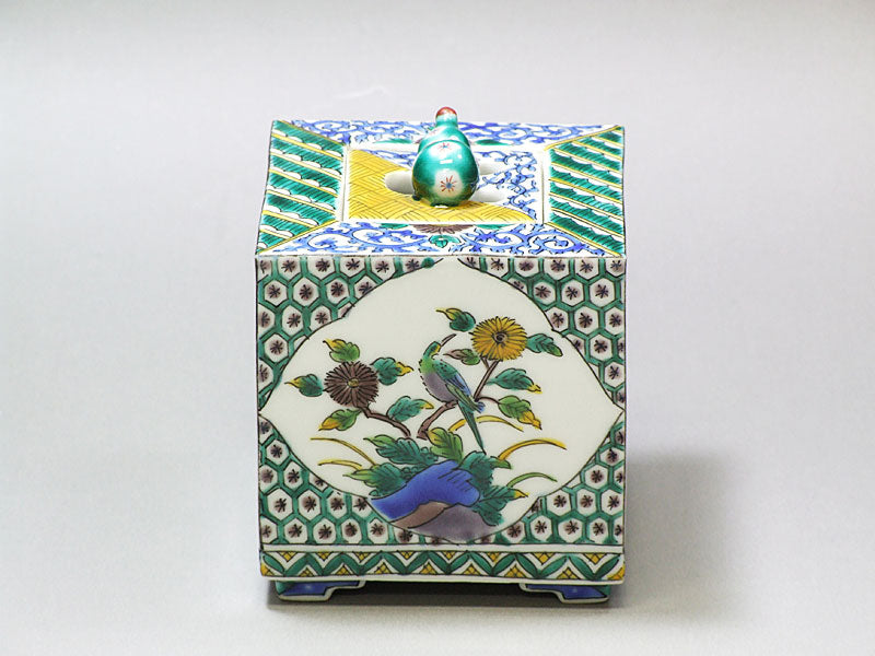 九谷焼【田村敬星作】毛筆細字 角香炉 – 漆陶舗あらき 輪島塗 九谷焼