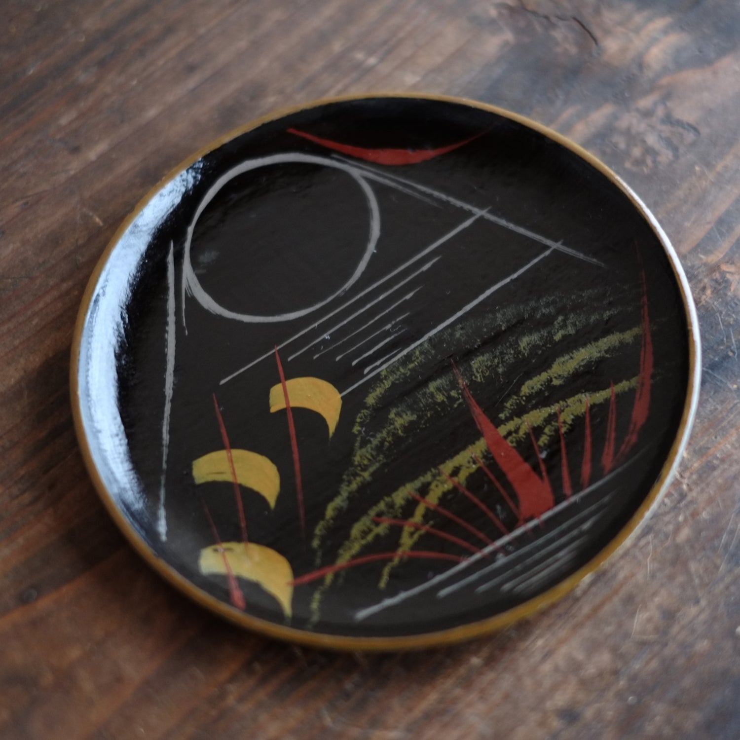 時代 浄法寺塗 色漆絵 平皿 (江戸時代) – 逢季荘