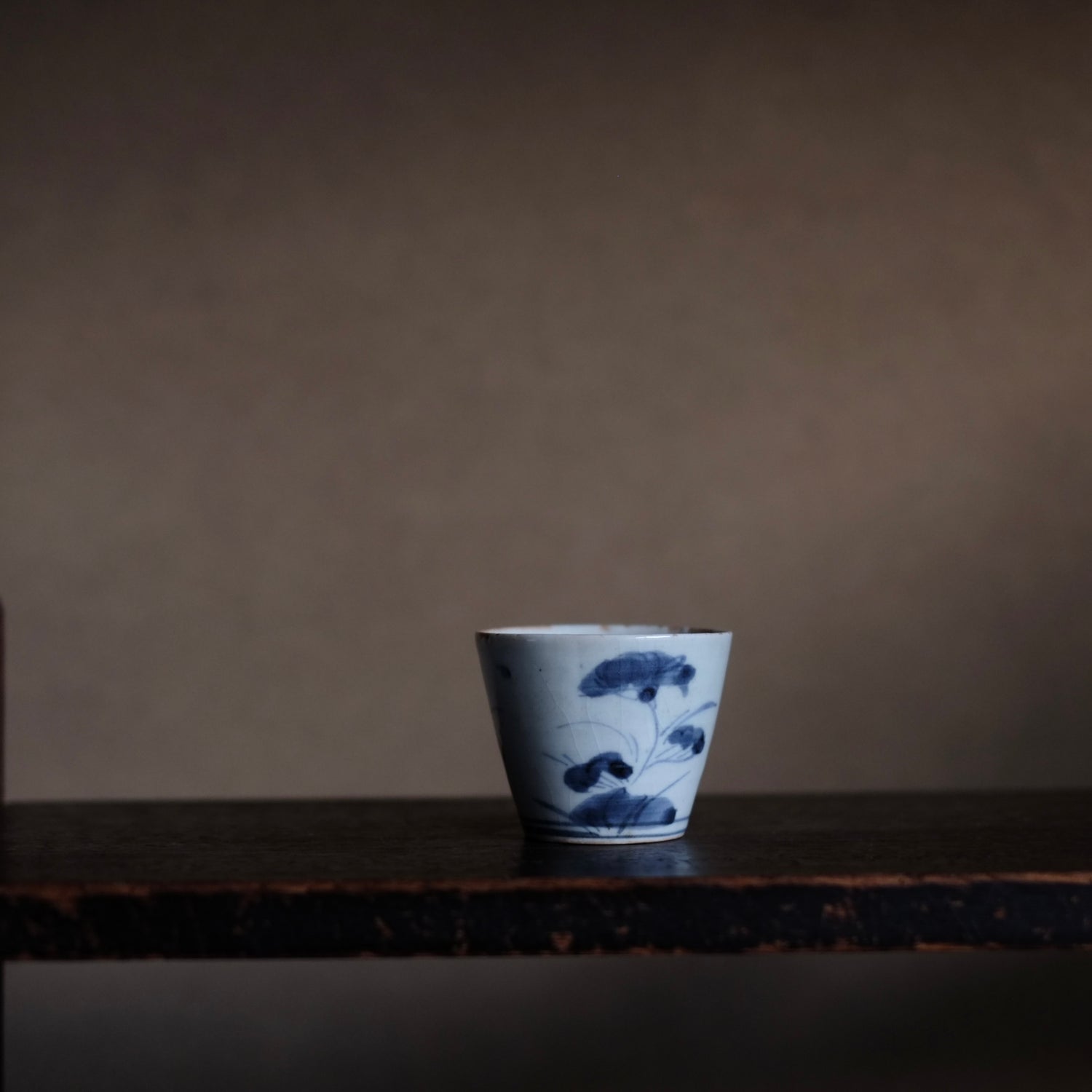 珍品 古伊万里 染付 猪口 向付 型紙摺印判 江戸時代 蕎麦猪口 牡丹唐草