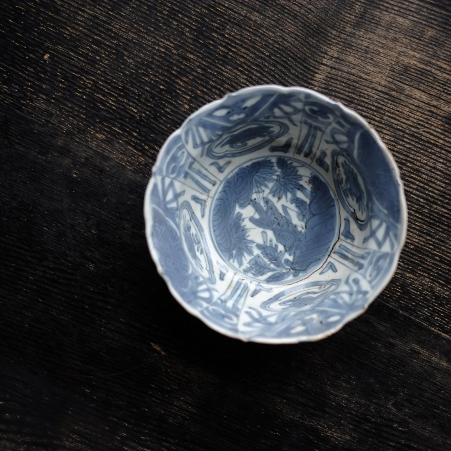 呉須染付芙蓉手鳳凰図大鉢明時代