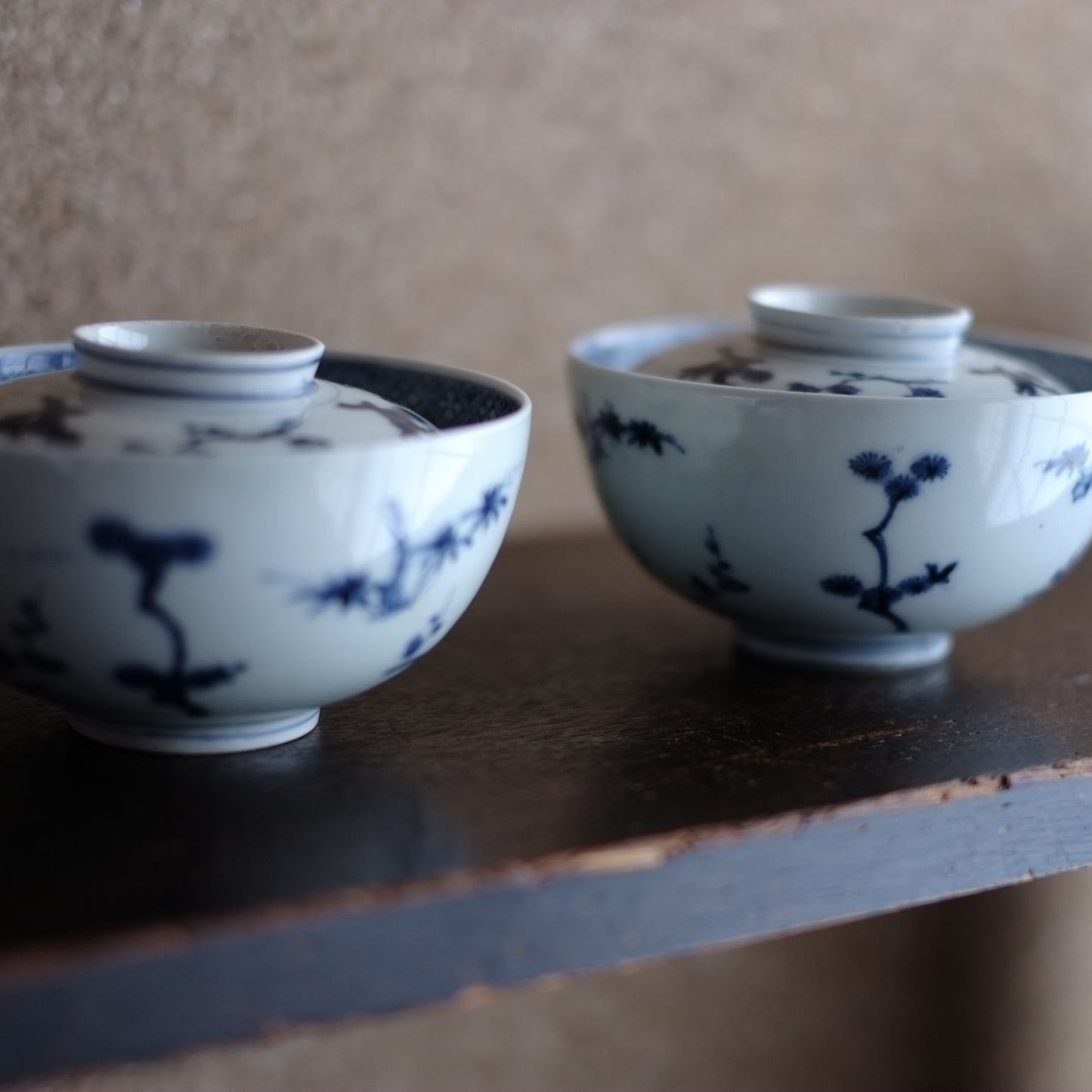 古伊万里染付瀬戸輪花流線ころ茶碗 古伊万里染付瀬戸輪花流線ころ茶碗