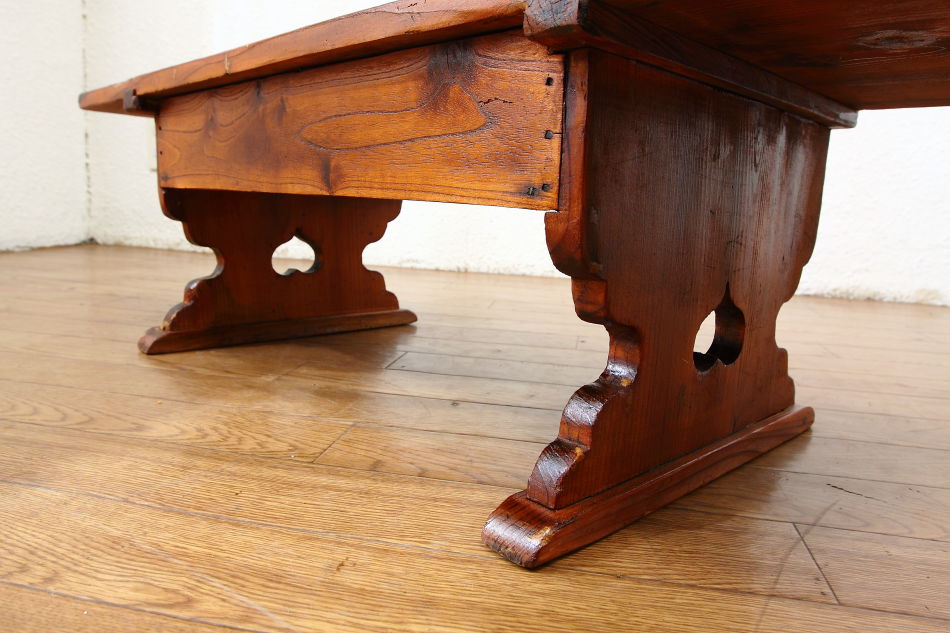 アンティーク ケヤキ 欅 テーブル 机 昭和レトロ z566 アンティーク