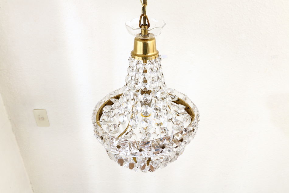 フレンチスタイル アンティークブラス&クリスタル ミニシャンデリア(1