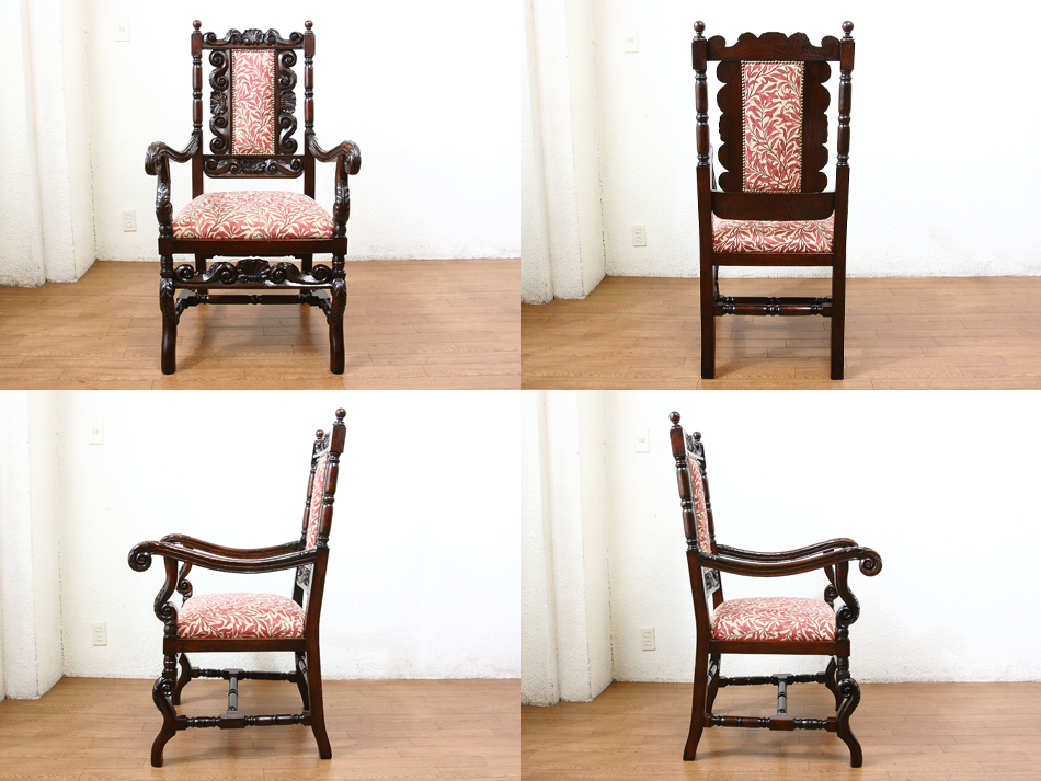 ヴィクトリアン ゴシックリバイバル ソリッドオークアームチェア