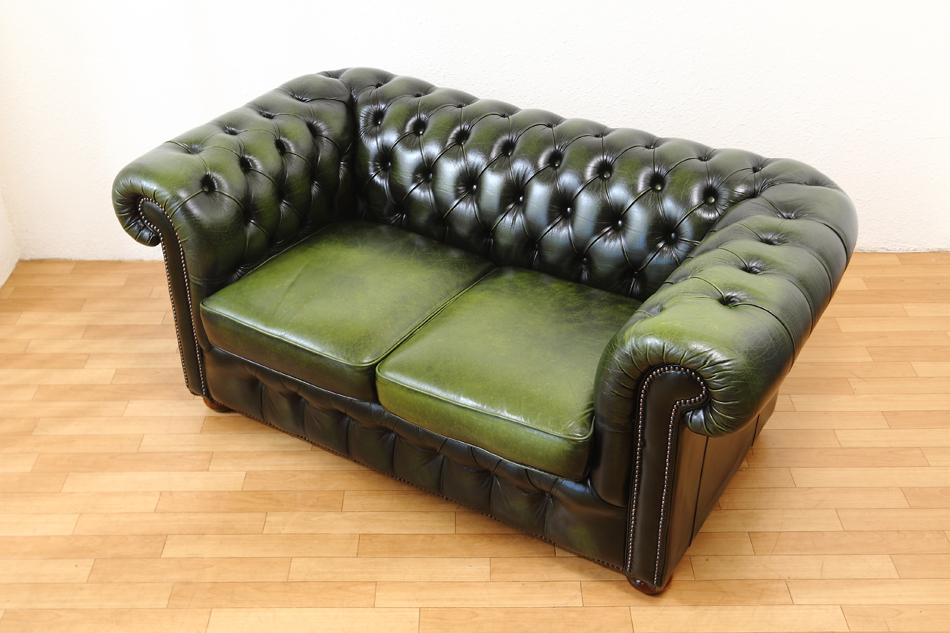 サニーレタス 本革 チェスターフィールドソファ サニーレタス 本革