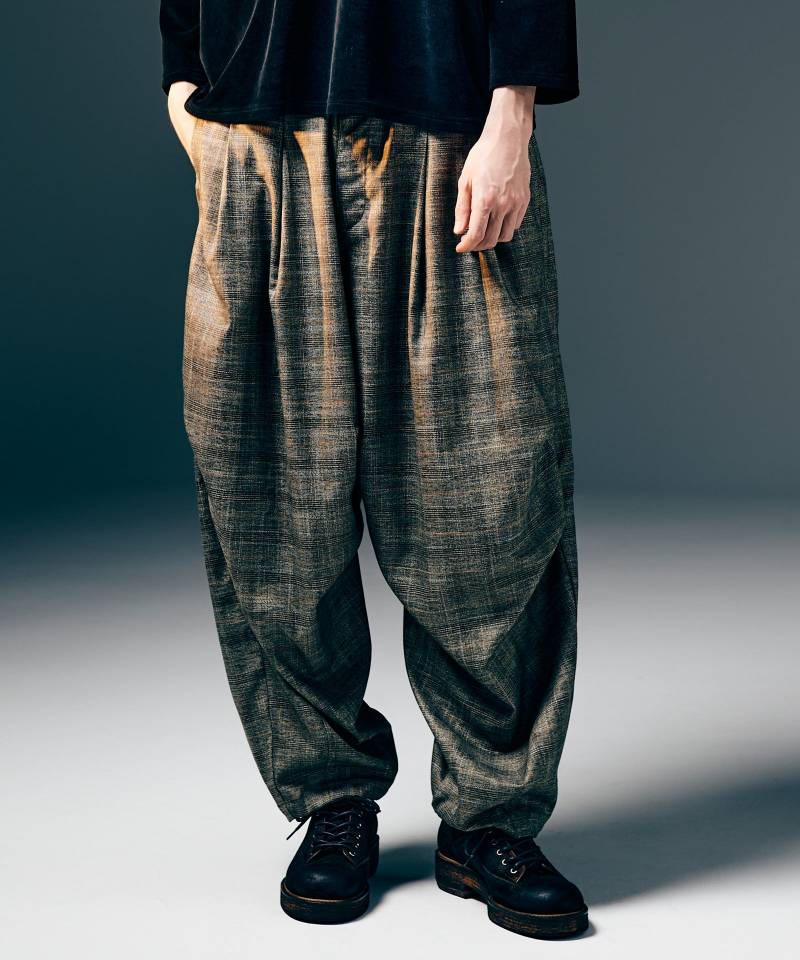 予約商品】glamb(グラム)Glen Check Tuck Pants / グレンチェック
