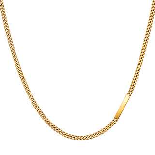 K18イエローゴールド プレートチェーンネックレス （6面カットダブル