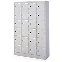 シューズボックス 扉付タイプ 24人用 カギ付 HDK-1046SL1-WE｜オフィス
