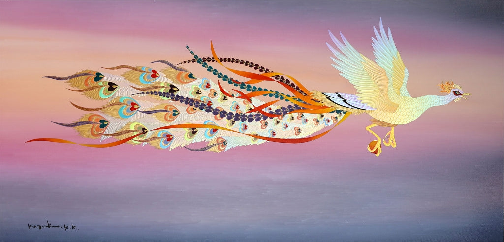 シルクスクリーン スペンス「鳥の綱渡り」 シルクスクリーン スペンス