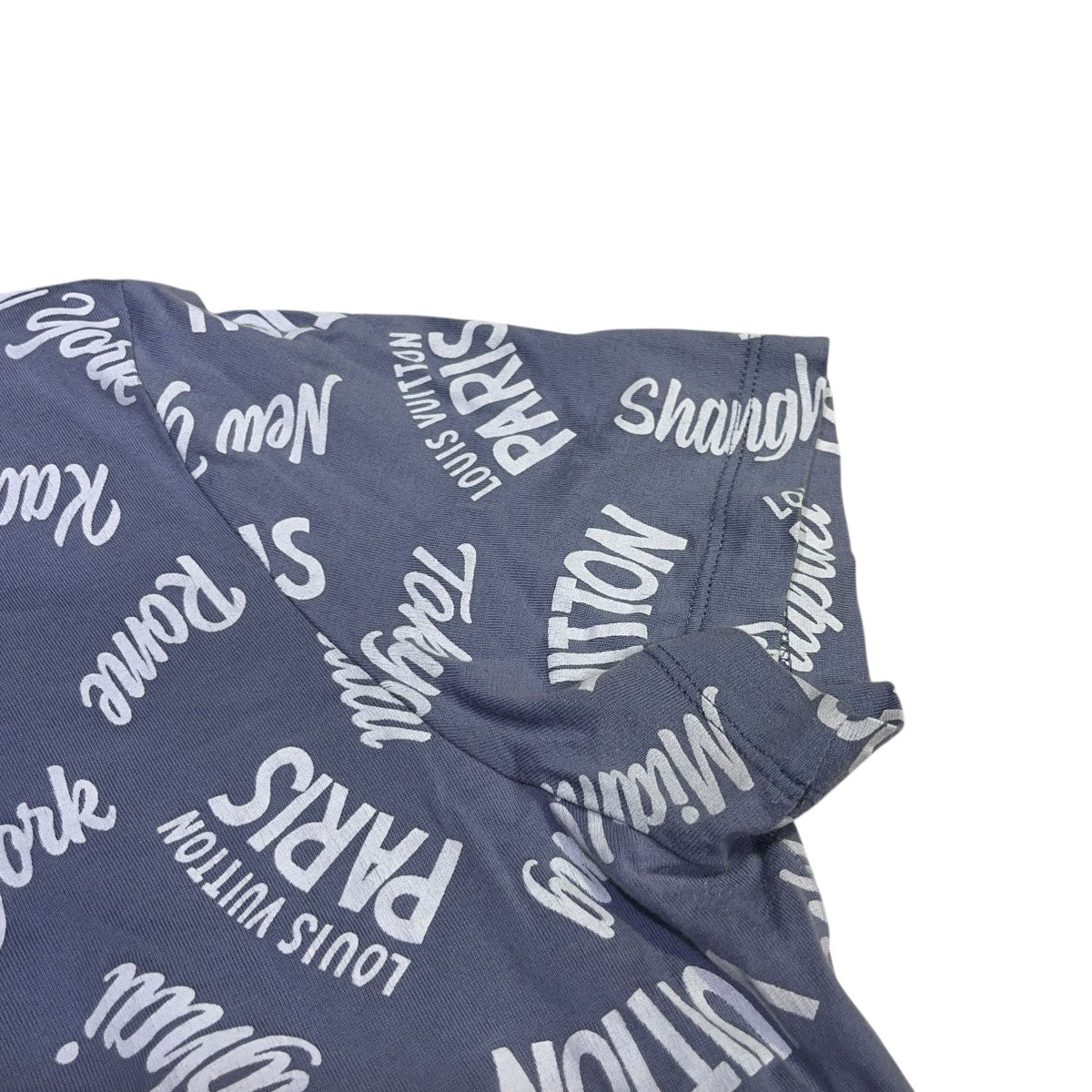 LOUIS VUITTON(ルイヴィトン) VネックロゴプリントTシャツ ブルー