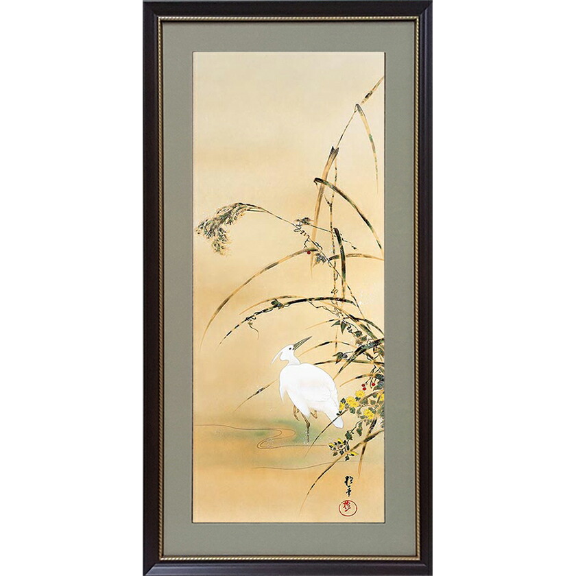 楽天市場】酒井抱一 「十二か月花鳥図」 一月 梅椿に鶯図 額装 : 光