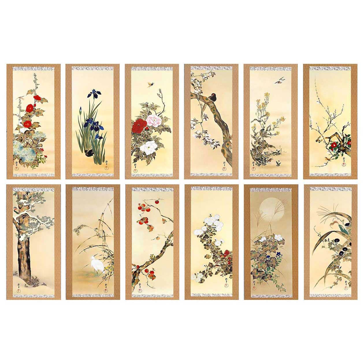 楽天市場】酒井抱一 「十二か月花鳥図」 五月 燕子花に鷭図 額装 : 光