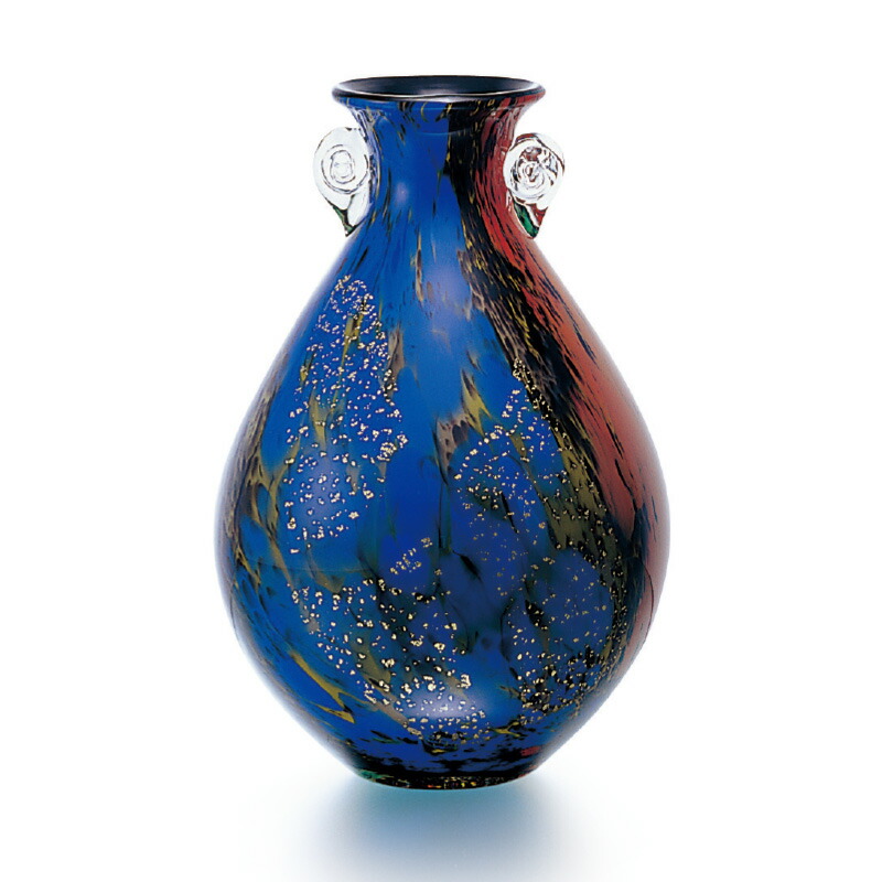 Y2293-62 津軽びいどろ 秋村実 色ガラス デキャンタ 飾瓶 #1 Y2293-62 津軽