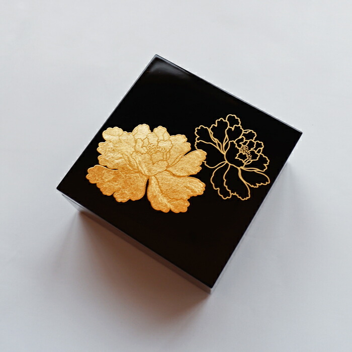 楽天市場】梅型二段重 「春秋の詩」金銀箔工芸品 漆器 お菓子入れ