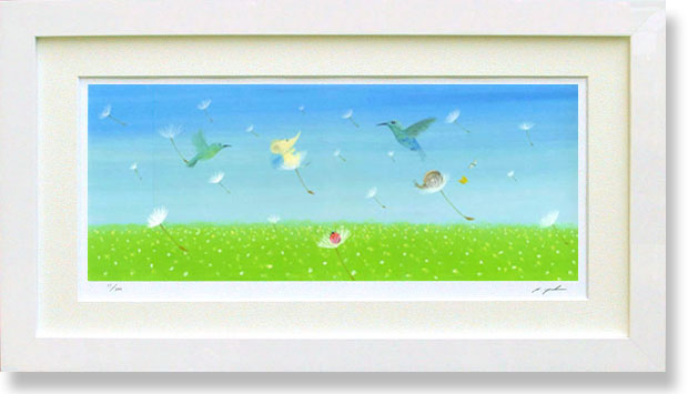 葉祥明 絵 葉祥明 絵画(ダイヤモンド・スクリーニング) 夕焼けの二人