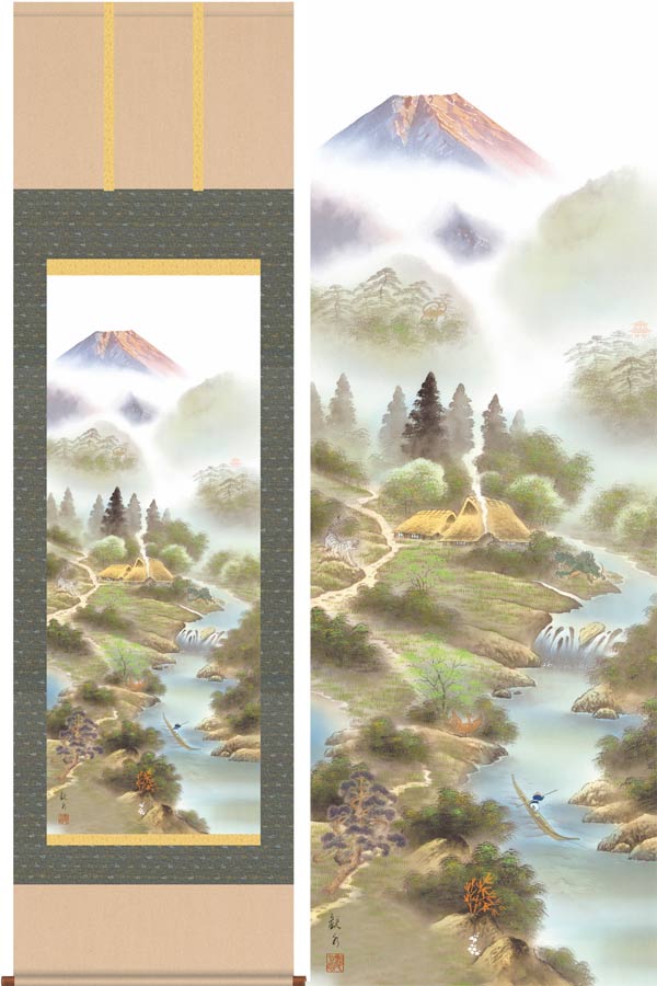 楽天市場】掛け軸 開運四神相応山水図 （今井玲豊） （掛軸小物なし