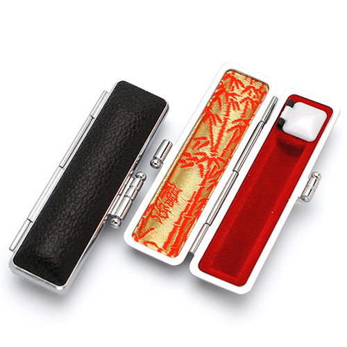 楽天市場】印鑑ケース【銀枠】16.5mm-18mm用 黒（朱肉付き) 内側：朱竹