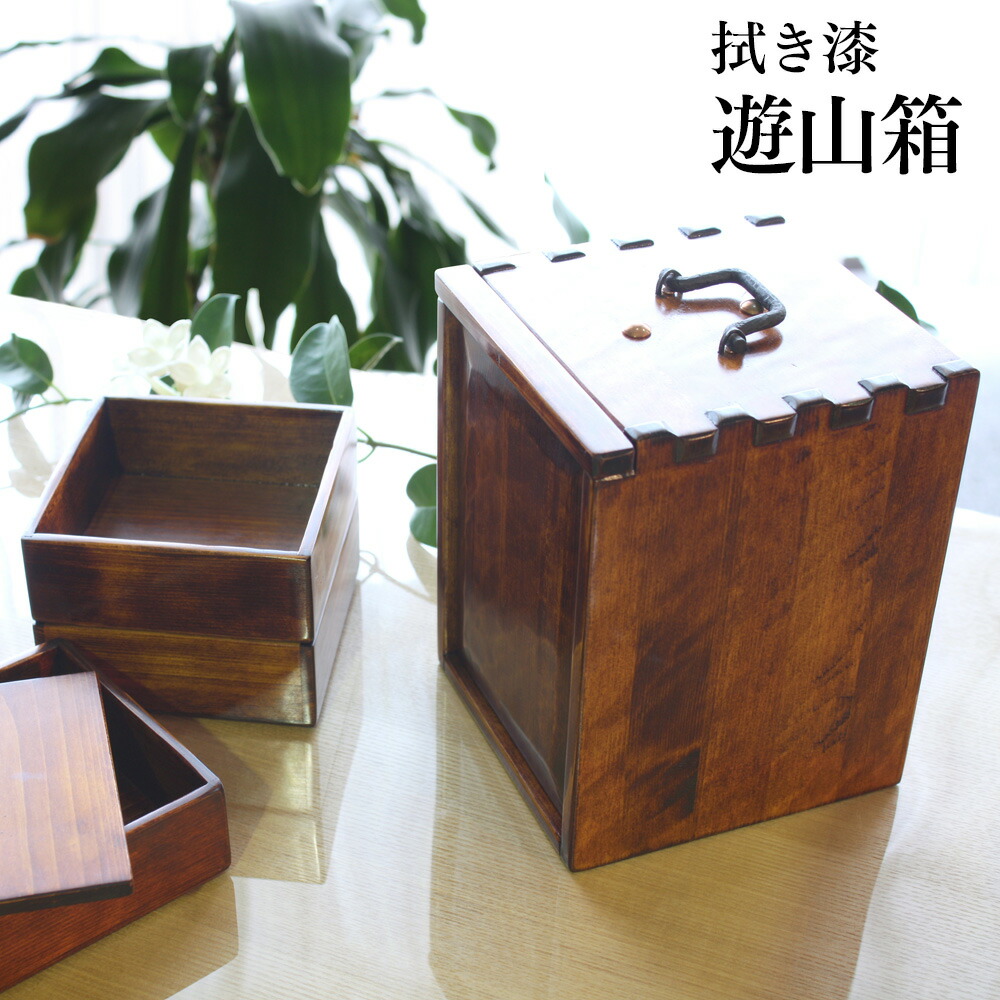 楽天市場】遊山箱（桜柄） 弁当箱 木製 サイズ：外寸/幅12×奥行14×高さ