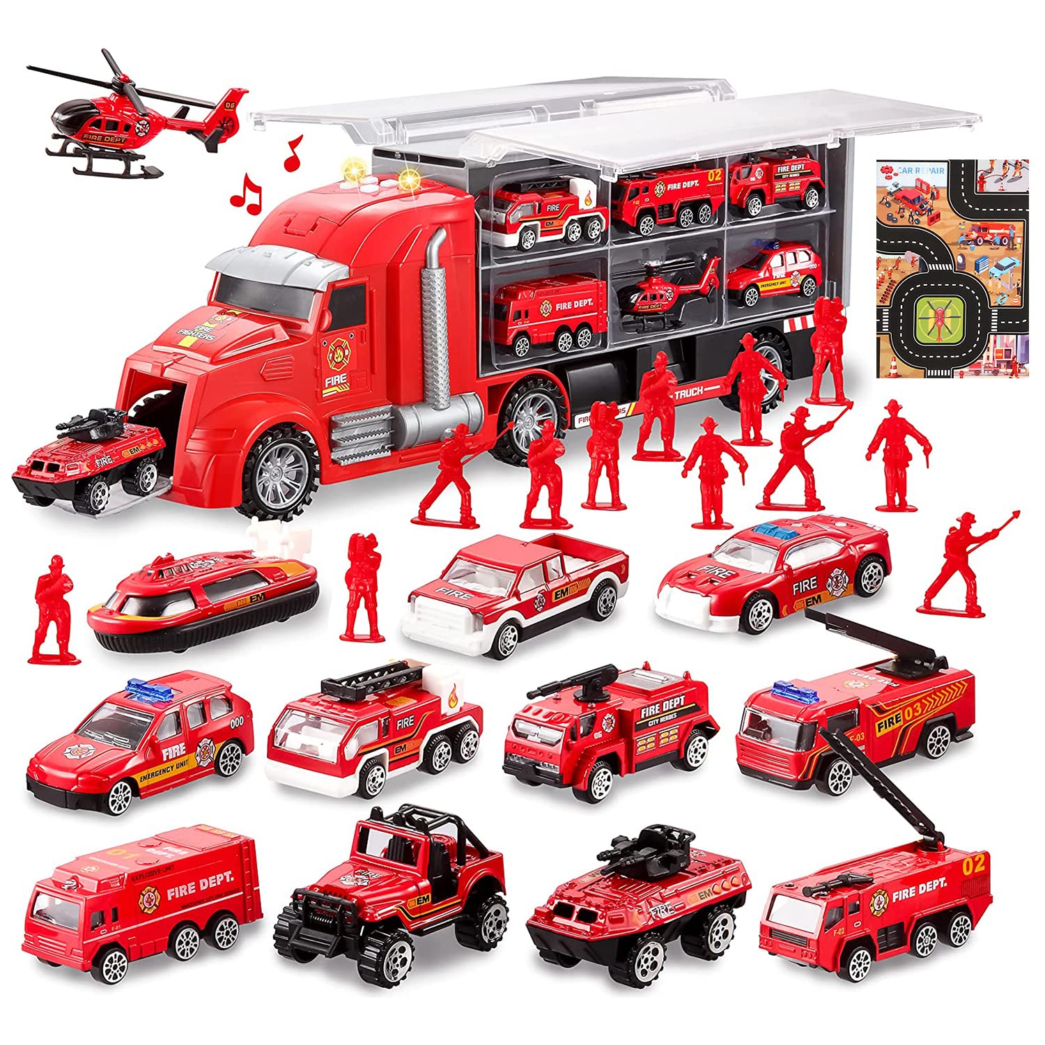 楽天市場】Carecoly トラック 消防車両セット ミニカーセット 大型収納