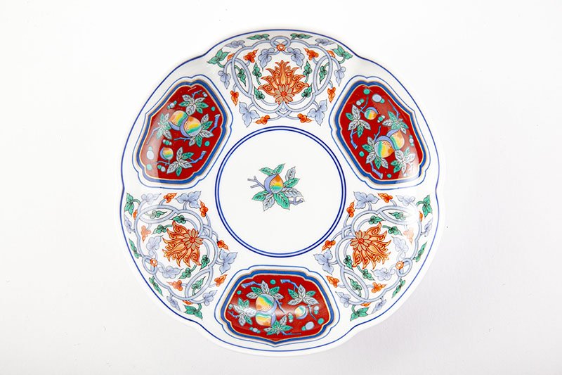 八角鉢 八角皿 九谷 花草 草花 果実 ザクロ その1