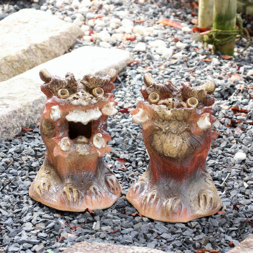 信楽焼 シーサー 置物 8号 ペア 狛犬 阿吽 玄関 おしゃれ かわいい