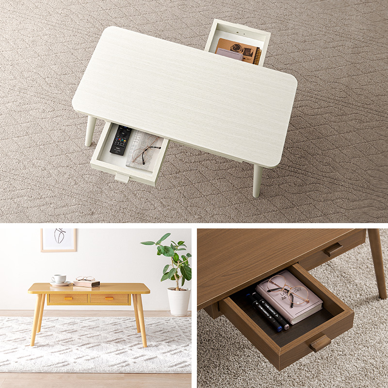 木製シンプルテーブル 引き出し付き 中型 木製シンプルテーブル 中型