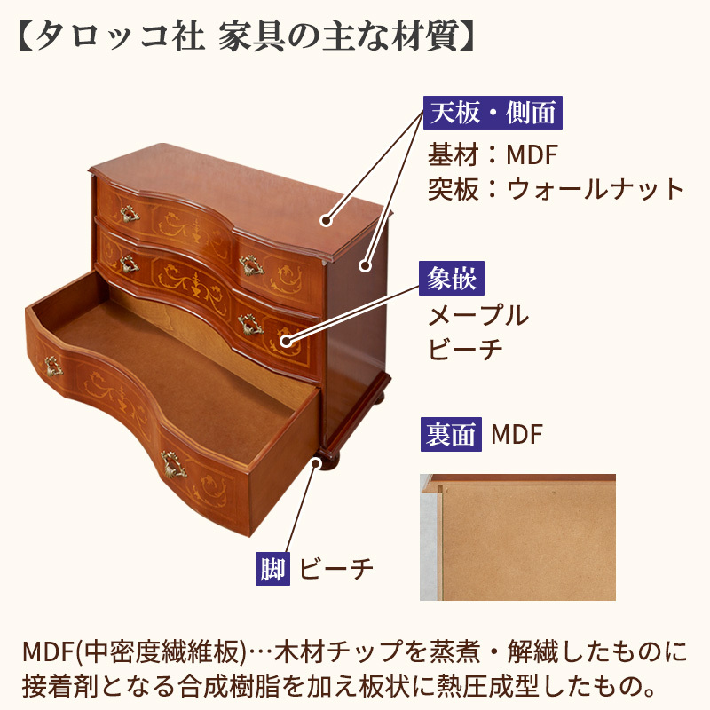 イタリア家具 Tarocco タロッコ アンティーク サイドチェスト tarocco