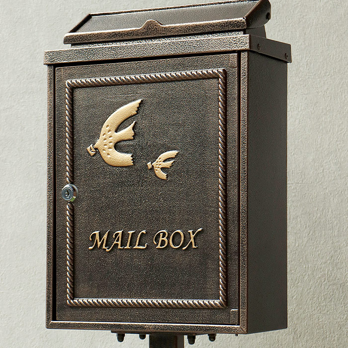 アンティーク風スタンドポスト 鍵付き 鋳物 郵便ポスト 郵便受け [t