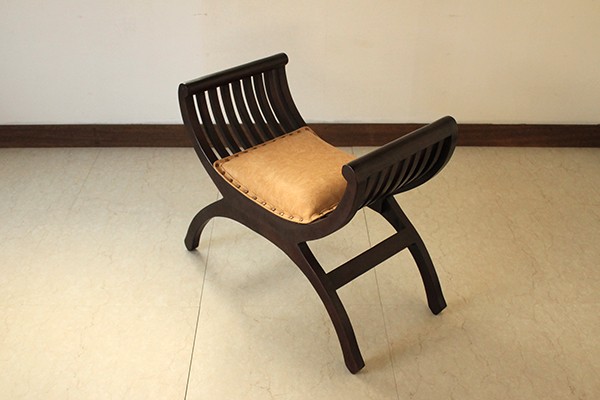 カルティニチェア 一人掛け 黒レザーシート アジアン スツール 家具