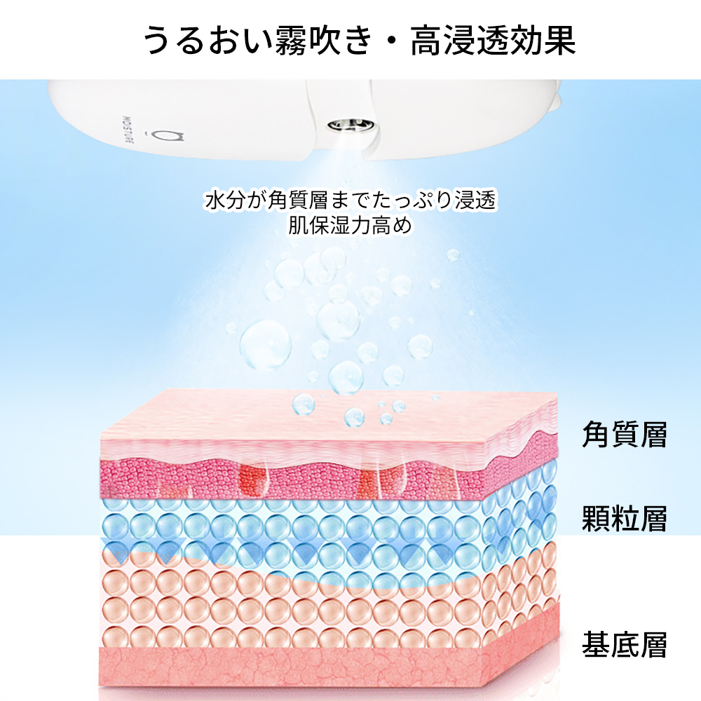 ハンディ加湿器 携帯美顔器 フェイススチームー microUSB充電式 爆買