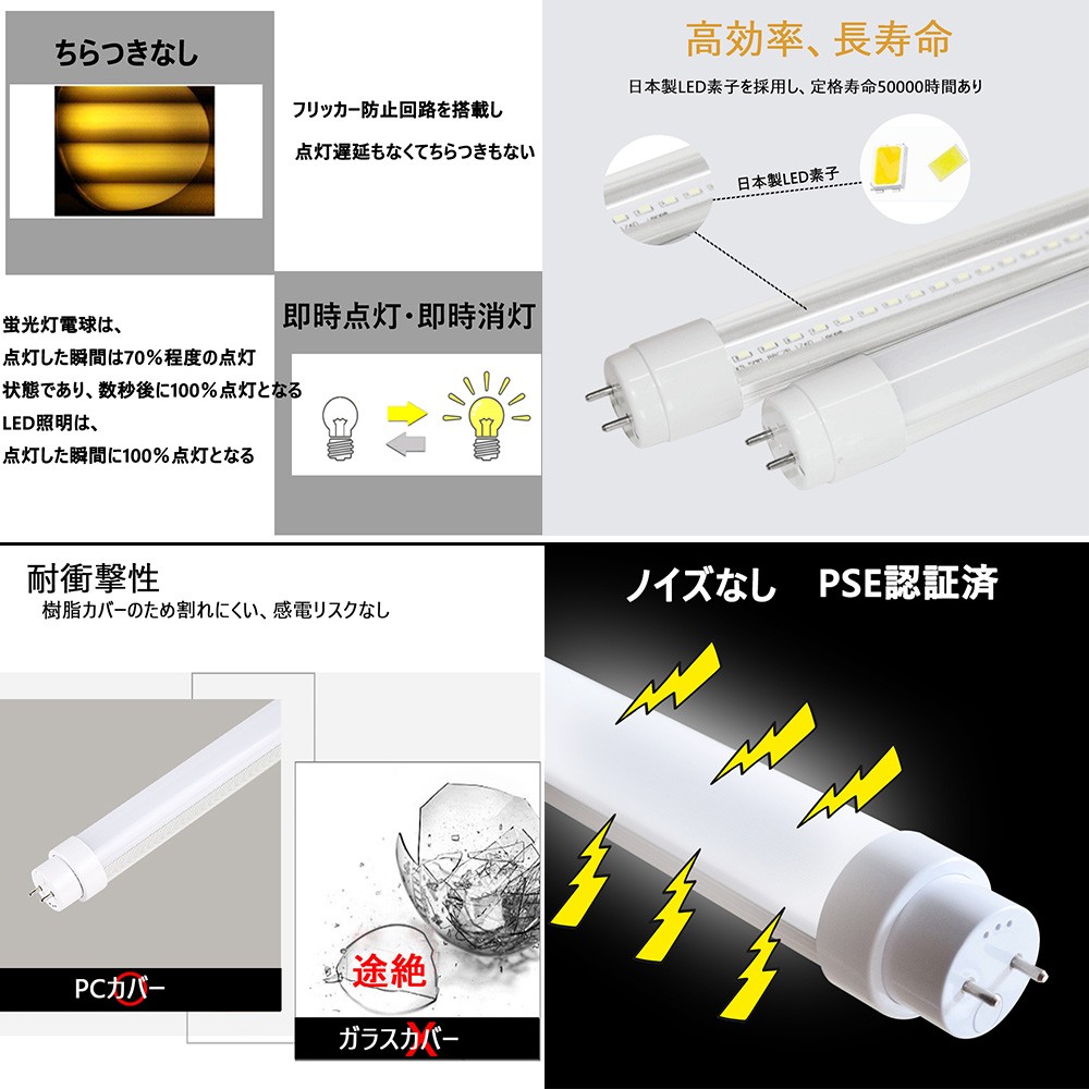 特売 60本 電球色3000K 工事不要 直管型LEDランプ LED蛍光灯 40W形 直