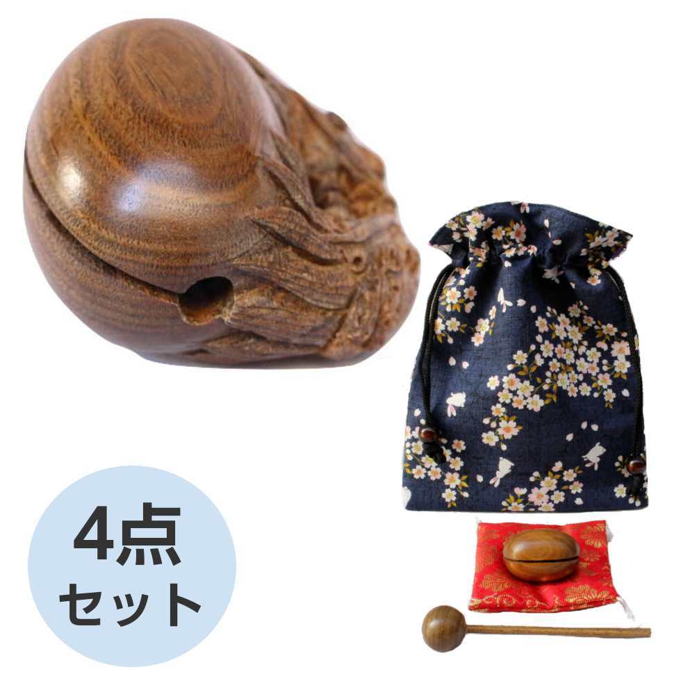 ミニミニ木魚4点セット 緑檀木魚 バイ 布団 袋 : 二宮仏壇 - 通販