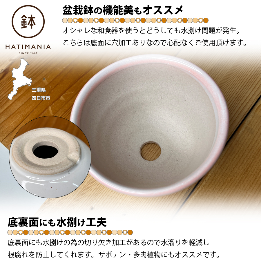 HATIMANIA 鉢マニア 丸型 3号 盆栽鉢 水が抜けやすい 小さい 小サイズ