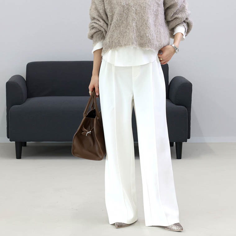 Aletta vita パンツ ワイド 美脚 伸縮 ウエストゴム きれいめ オフィス