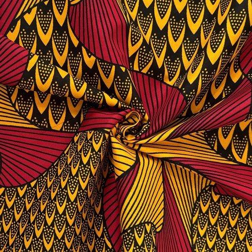 アフリカンプリント 布 生地 50cm単位 AP-13465 風車 花 水車 うろこ