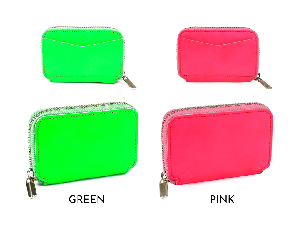ネオンカラー ミニ財布 お札 折れない 本革 レザー コンパクト