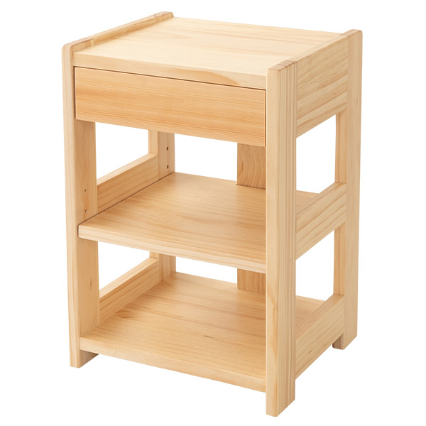 柴様 ② サイドテーブル ナイトテーブル 組み立て不用 オーク×ゴールド