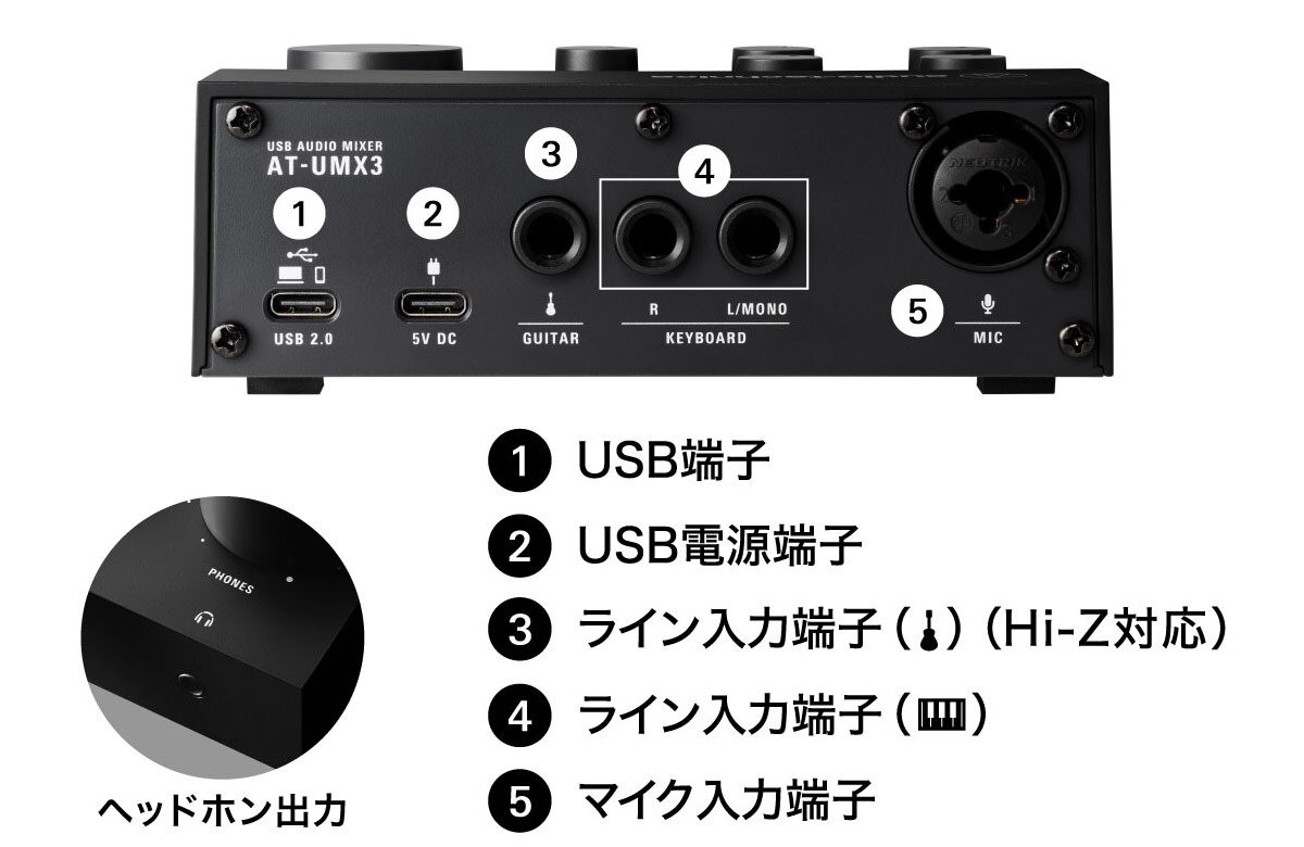 オーディオテクニカ AT-UMX3 USB オーディオミキサー オーディオ