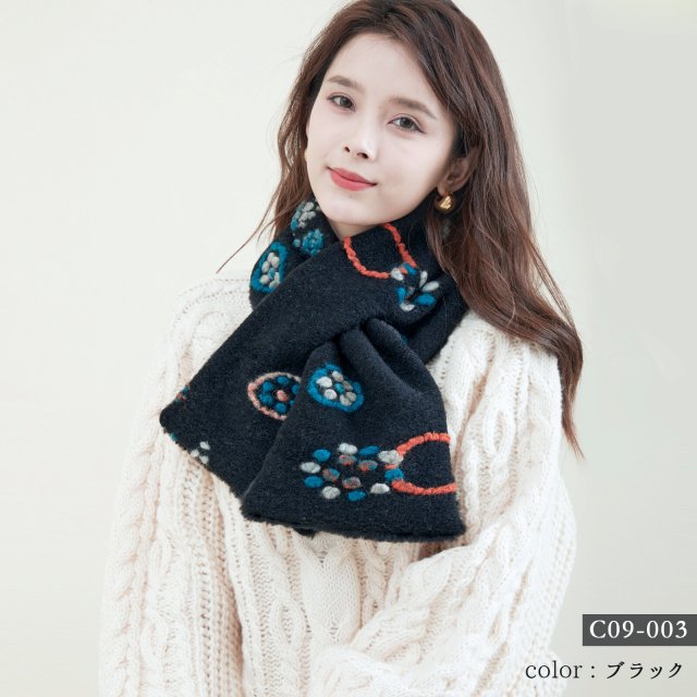 972 定価1.8万 アルベロベロ ウールマフラー ネックウォーマー ブタ柄