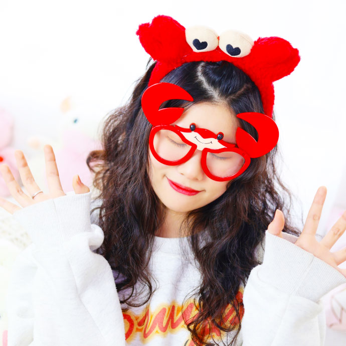カチューシャ メガネ set カニ 蟹 デザイン 洗顔 ふわふわ かわいい