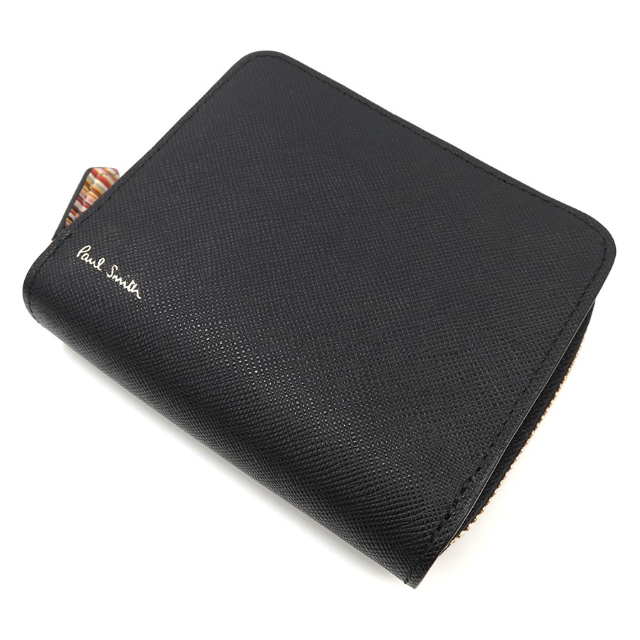 美品✨ポールスミス2つ折り財布ジップストローグレイン2 黒